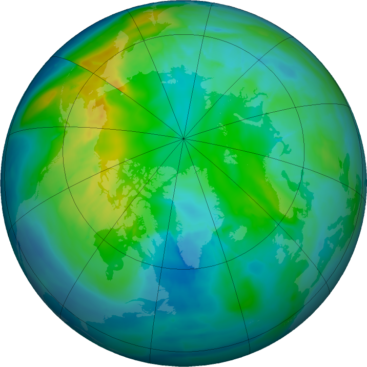 Arctic ozone map for 25 October 2015